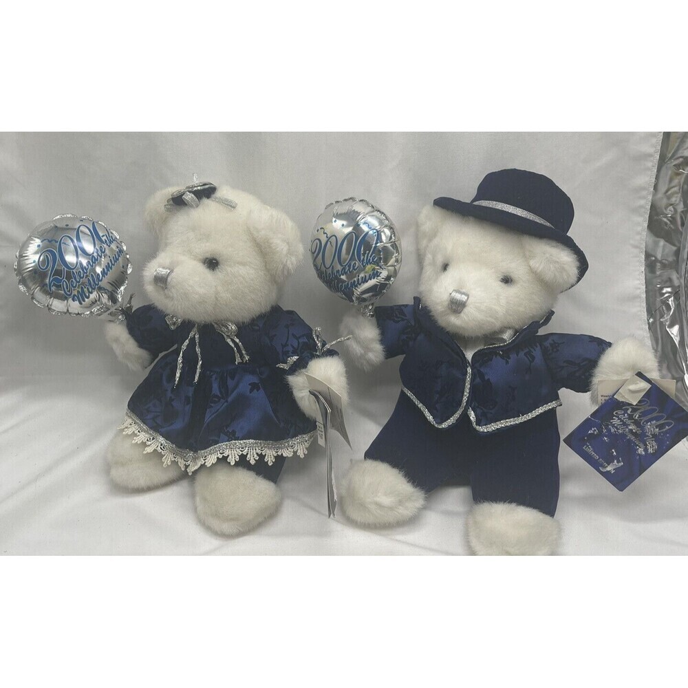 Walmart 2000 Millennium Special Edition 2 Boy Girl Bear Plush Capozzi Design 9"